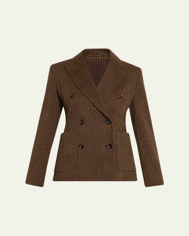 Zulma Houndstooth Wool Double-Breasted Jacket